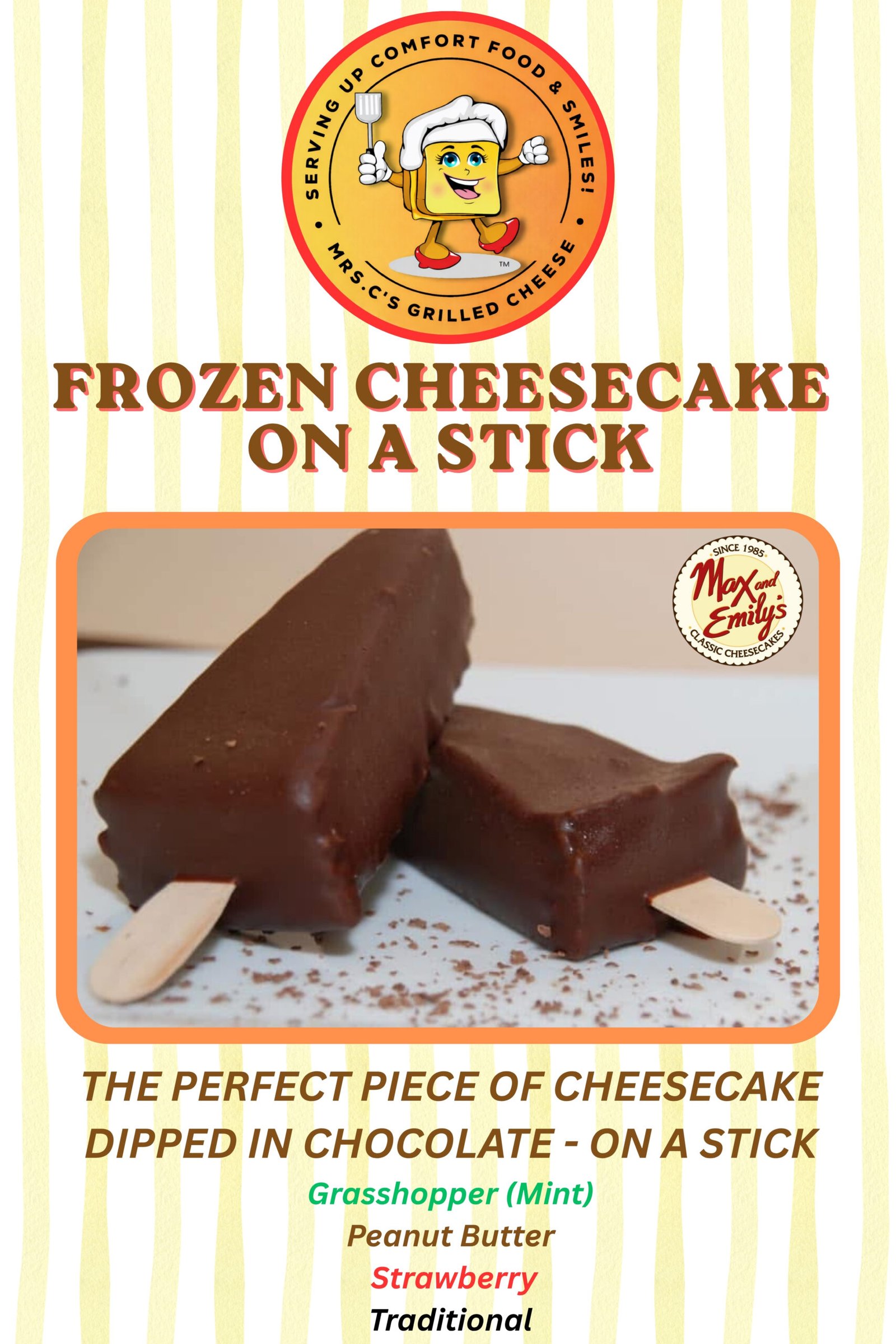 Frozen cheesecake on a stick